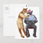 Vintage Barberkatze und Hund Postkarte (Vorne/Hinten)