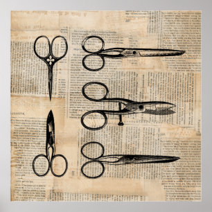 Vintage Barbers Shears Antike Schere Poster