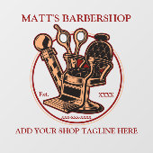 Vintage Barbershop-Fronttür anpassen Fensteraufkleber (Blatt)