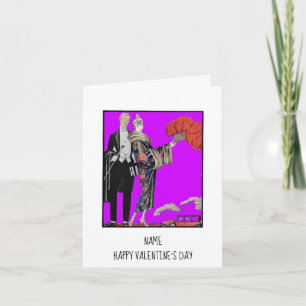 Vintage Barbier Couple Lila Valentinstag Card Karte