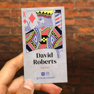 Vintage-Barbier King of Diamonds Friseur Haare B Visitenkarte