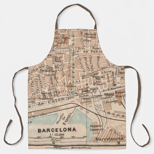 Vintage Barcelona-Karte Schürze (Vorderseite)