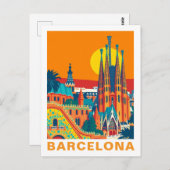 Vintage Barcelona Spain Travel Postkarte (Vorne/Hinten)