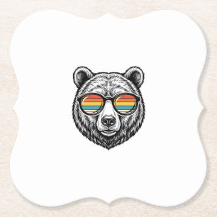 Vintage-Bären-Sonnenbrille Vektorgrafikdesign_1 Untersetzer