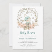 Vintage Bärenblätterung Duckeier Blue Baby Dusche Einladung (Vorderseite)