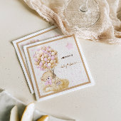 Vintage Bärendekor Kinderdusche Rosa Serviette