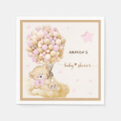 Vintage Bärendekor Kinderdusche Rosa Serviette (Vorderseite)