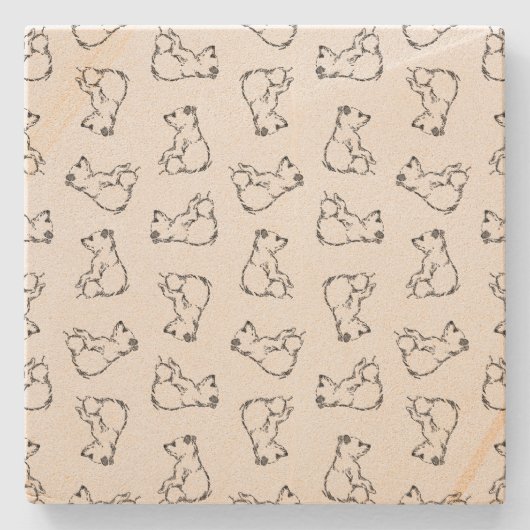 Vintage Bärenknochen CUSTOM BG FARBE Steinuntersetzer (Vorderseite)