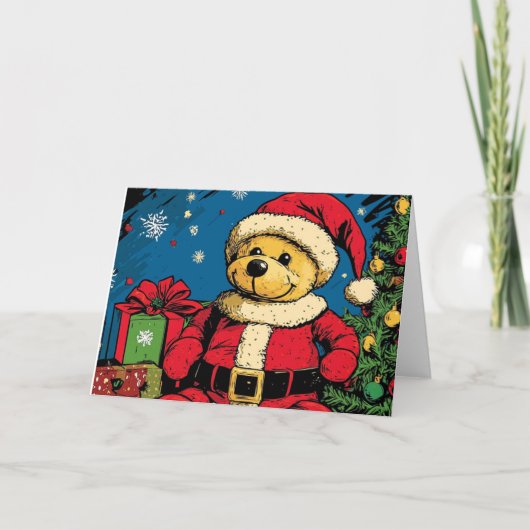 Vintage Bärenweihnachtskarte Karte (Vorderseite)