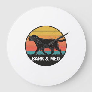 Vintage Bark And Meo Dog Sonnenuntergang-Shirt Des Große Wanduhr