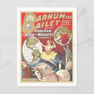 Vintage Barnum & Bailey Werbelithographie Postkarte