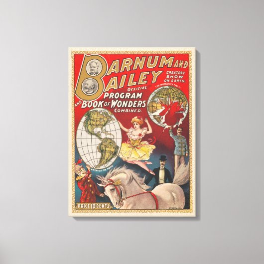 Vintage-Barnum-und-Bailey-Programmcover Leinwanddruck (Vorderseite)
