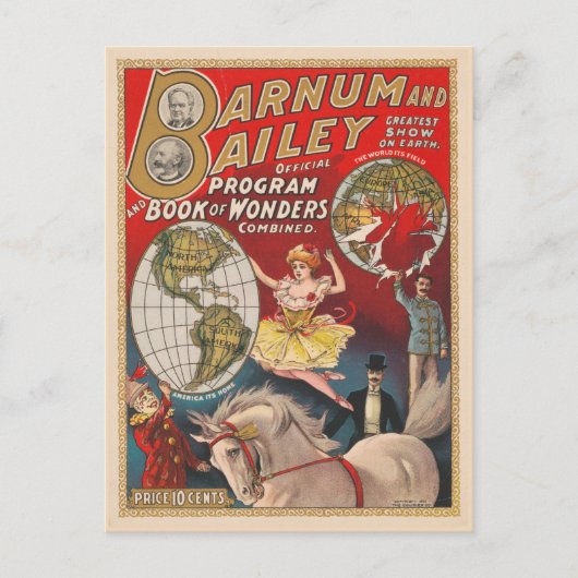 Vintage-Barnum-und-Bailey-Programmcover Postkarte (Vorderseite)