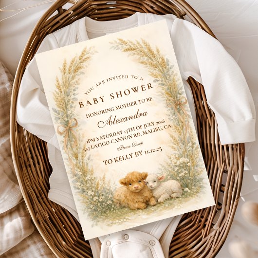 Vintage Barnyard Wildflower Baby Shower Einladung