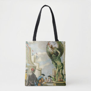 Vintage Barock-Ära Atlas Frontispiz Weltkugel Tasche