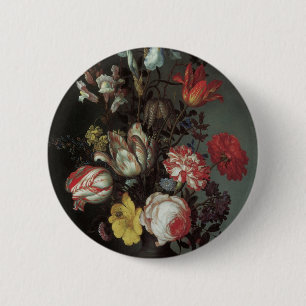 Vintage Barock-Blumen von Balthasar van der Ast Button