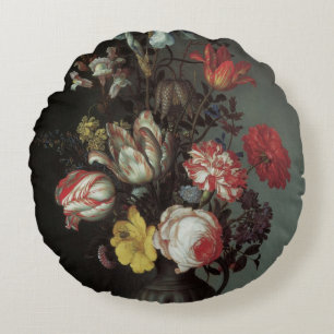 Vintage Barock-Blumen von Balthasar van der Ast Rundes Kissen