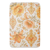 Vintage Barock Blumenmuster – Warm Orange /Gold Badematte (Vorderseite Vertikal)