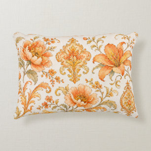 Vintage Barock Blumenmuster – Warm Orange /Gold Dekokissen