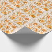 Vintage Barock Blumenmuster – Warm Orange /Gold Geschenkpapier (Ecke)