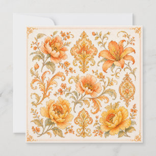 Vintage Barock Blumenmuster – Warm Orange /Gold Mitteilungskarte