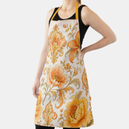 Vintage Barock Blumenmuster – Warm Orange /Gold Schürze