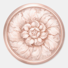 Vintage Barock geprägter Look Blassrosa Runder Aufkleber