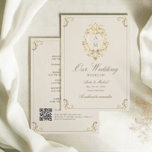 Vintage-Barock-Gold-Hochzeitswochenende-Itinerary Einladung