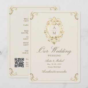 Vintage-Barock-Gold-Hochzeitswochenende-Itinerary Einladung