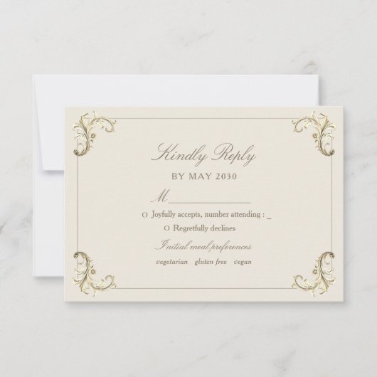 Vintage Barock-Goldcreme RSVP Karte (Vorderseite)