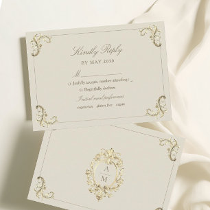 Vintage Barock-Goldcreme RSVP Karte