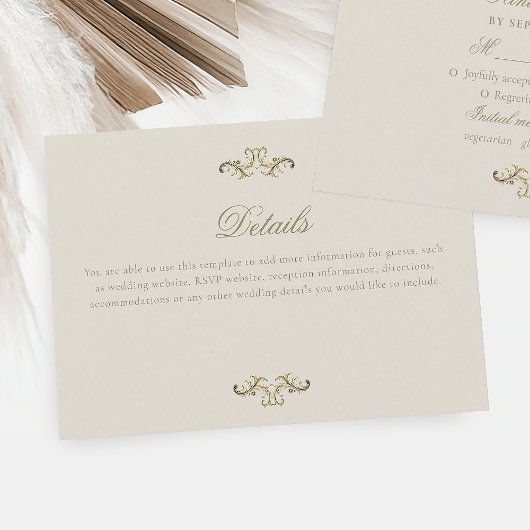 Vintage Barock-Goldhochzeiten Begleitkarte