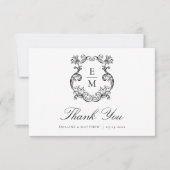 Vintage Barock Monogram Wappen Hochzeit Dankeskarte (Vorderseite)