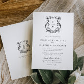 Vintage Barock Monogram Wappen Hochzeit Einladung