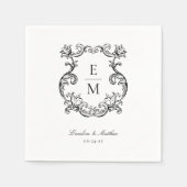 Vintage Barock Monogram Wappen Hochzeit Serviette (Vorderseite)