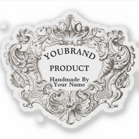Vintage Barock-Rokoko-Viktorianische Vorlage Aufkleber (Vorderseite)