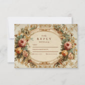 Vintage Barock-Rose RSVP Karte (Vorderseite)