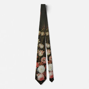 Vintage Barock Stillleben Blumen in Vase Krawatte