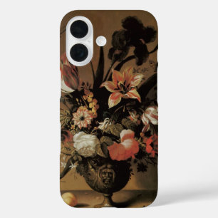 Vintage Barock, Stillleben Blumen in Vasen mit Blu iPhone 16 Hülle