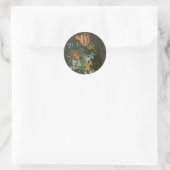 Vintage barocke, florale Stillleben Blume in Vase Runder Aufkleber (Tasche)