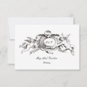 Vintage barocke Rokoko-Grenze mit Herz Dankeskarte (Rückseite)