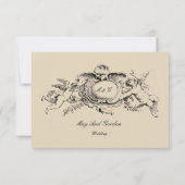 Vintage barocke Rokoko-Grenze mit Herz Dankeskarte (Rückseite)