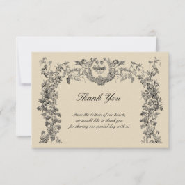 Vintage barocke Rokoko-Grenze mit Herz Dankeskarte