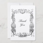 Vintage barocke Rokoko-Grenze mit Herz Dankeskarte (Vorderseite)