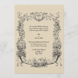 Vintage barocke Rokoko-Grenze mit Herz Einladung