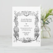 Vintage barocke Rokoko-Grenze mit Herz Einladung (Stehend Vorderseite)