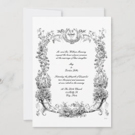 Vintage barocke Rokoko-Grenze mit Herz Einladung