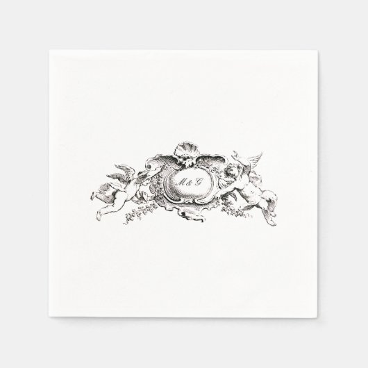 Vintage barocke Rokoko-Grenze mit Herz Serviette (Vorderseite)