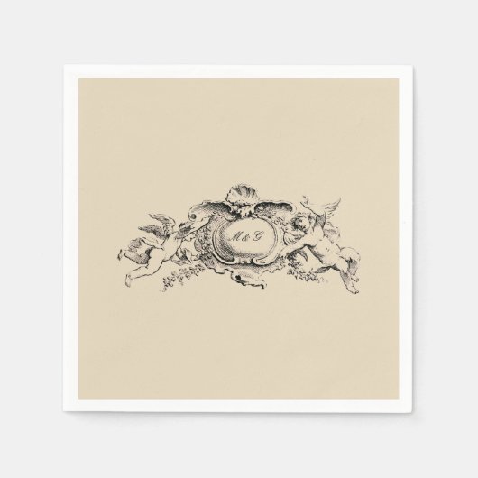 Vintage barocke Rokoko-Grenze mit Herz Serviette (Vorderseite)