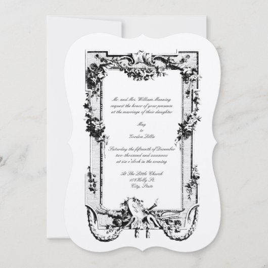 Vintage barocke Rokoko-Rahmen mit Herz Einladung (Vorderseite)